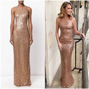 Galvan London Sequin Racerback Column Gown
